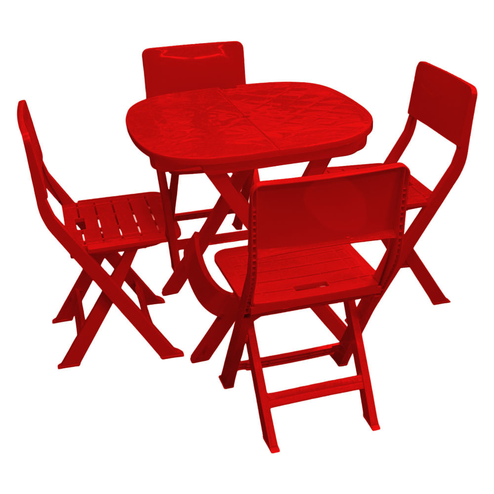Jogo de Mesa com 4 Cadeiras Elastobor Vermelha
