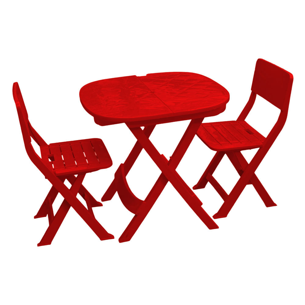 Jogo de Mesa com 2 Cadeiras Elastobor Vermelha