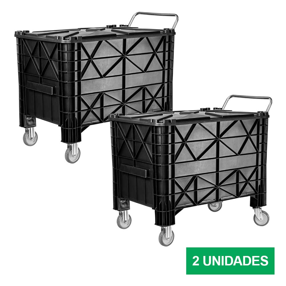 Carrinho Coletor JSN para Condomínio Preto 370 Litros 2UN