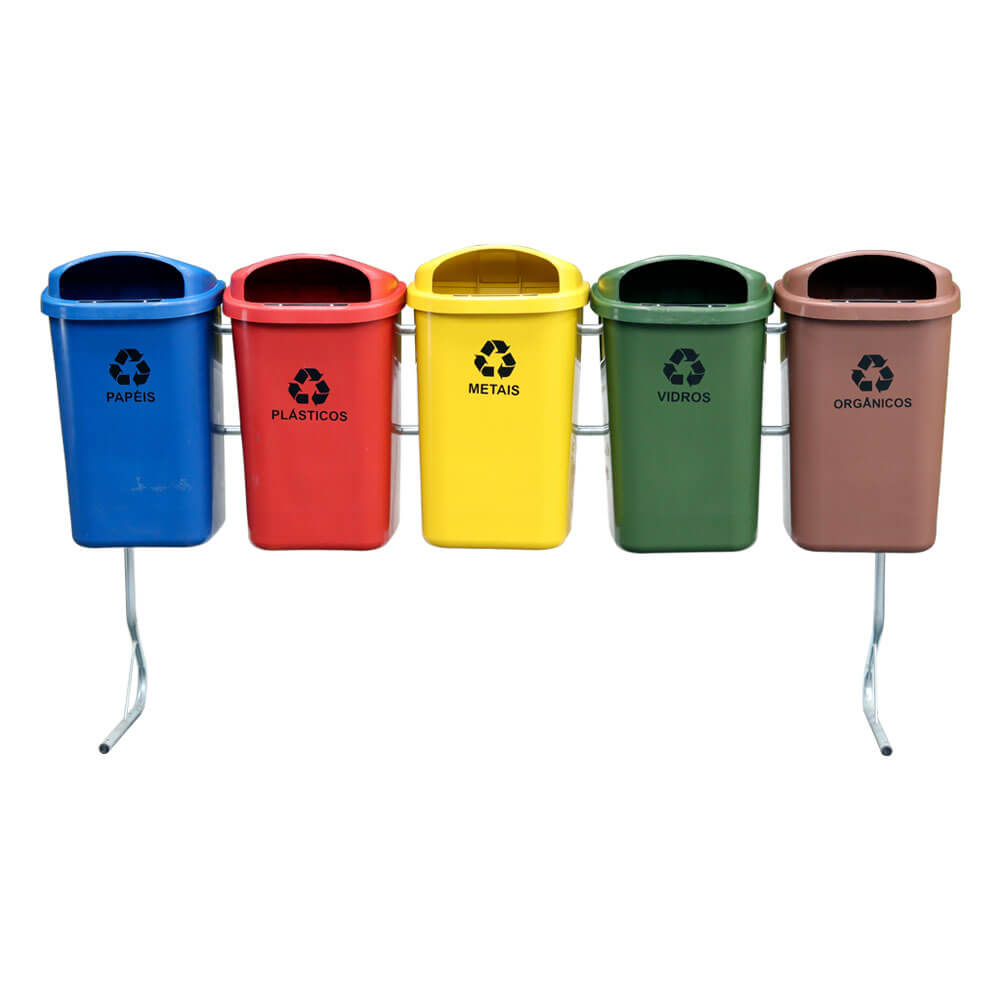 Conjunto Para Coleta Seletiva 5 Cestos JSN ST10 50 LT