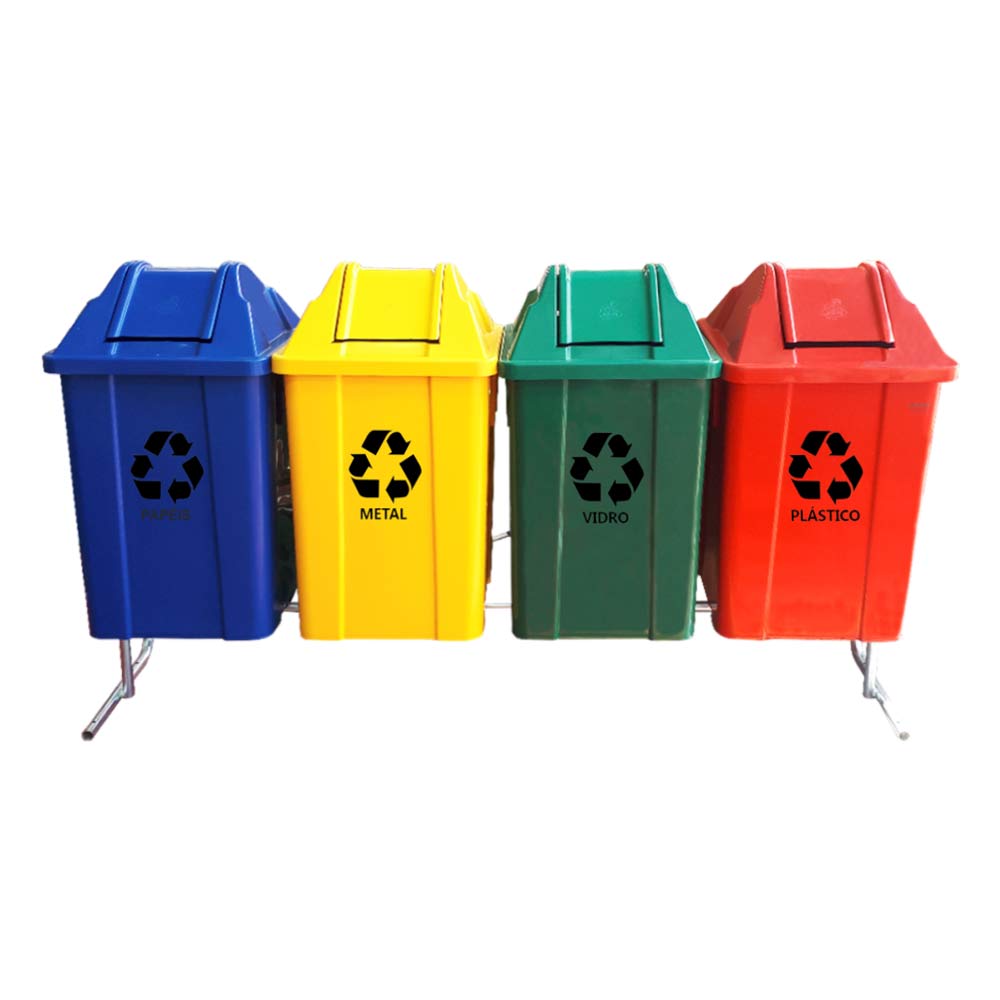 Conjunto para Coleta Seletiva 4 Cestos JSN ST16 60LT