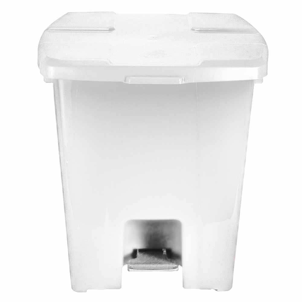 Lixeira Plástica Quadrada com Pedal JSN Branca 30 Litros